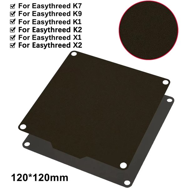 Bauplatte für Easythreed K1 X1 K2 X2 K7 K9 3D-Drucker, 120x120mm, doppelseitige Textur, PEI-Federstahlplatte mit magnetischer Basis