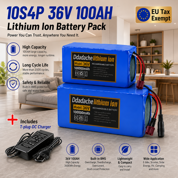 36V Lithium-Batterie 10S4P 18650 Batteriepack 36V 100Ah Elektroroller-Batterie für Elektrofahrrad Roller