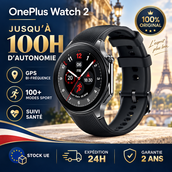 Neue Smartwatch OnePlus Watch 2 1,43'' AMOLED-Bildschirm 500mAh Akku 100+ Sportmodi 2GB+32GB 46mm WLAN GPS IP68 Google Pay