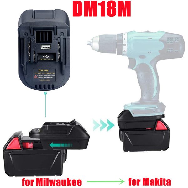 Adaptateur de batterie DM18M pour Milwaukee, Dewalt, Makita Bl1830, Bl1850, 24.com, conversion de batterie 20V à 18V