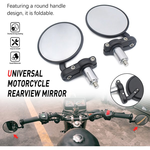 Rétroviseurs universels pour guidon de moto 22 mm, 2 pièces, accessoires de rétroviseurs latéraux pour moto