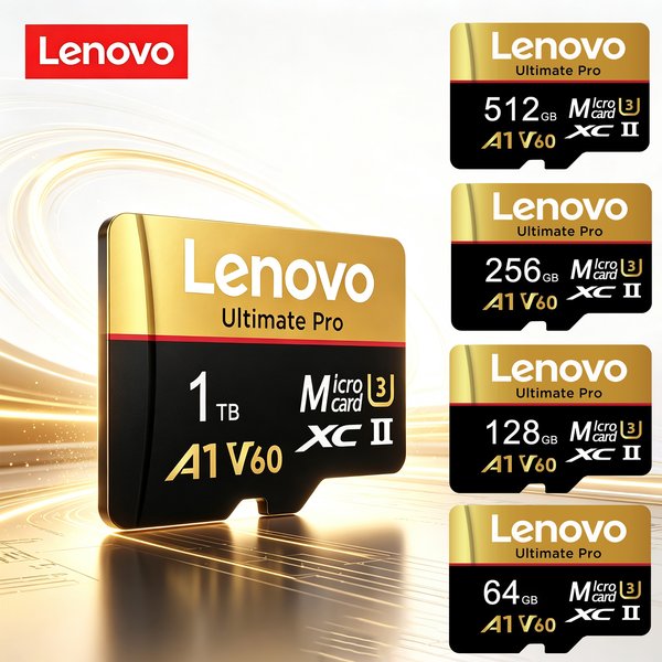 Carte mémoire SD Lenovo 512 Go, 256 Go, 128 Go, 64 Go, carte Micro SD haute vitesse V60 U3, cartes flash TF, 4K HD, étanche, pour téléphone/tablette.