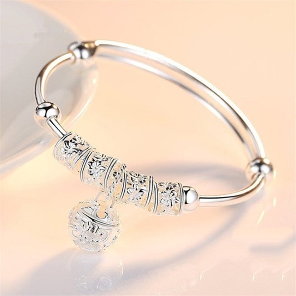 1 Stück versilbertes Armband für Damen, modischer Stil, durchscheinende Perlen, Glocken, ethnischer Stil, Perlen, verstellbarer Schmuck