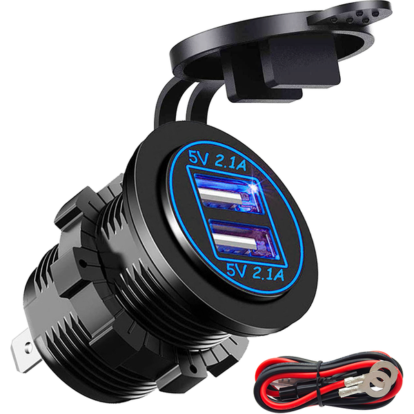 Prise de chargeur double USB, prise de courant avec indicateur LED, étanche, 12V, 4,2 a, double Ports de charge pour voiture, camping-car, bateau, Marine D5