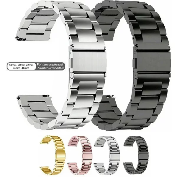 Stalowy pasek do zegarka 18mm 20mm 22mm pasek do zegarka pasek Fitbit/zegarek ze stali nierdzewnej metalowy pasek wymiana szybkiego uwalniania dla Samsung Fossi