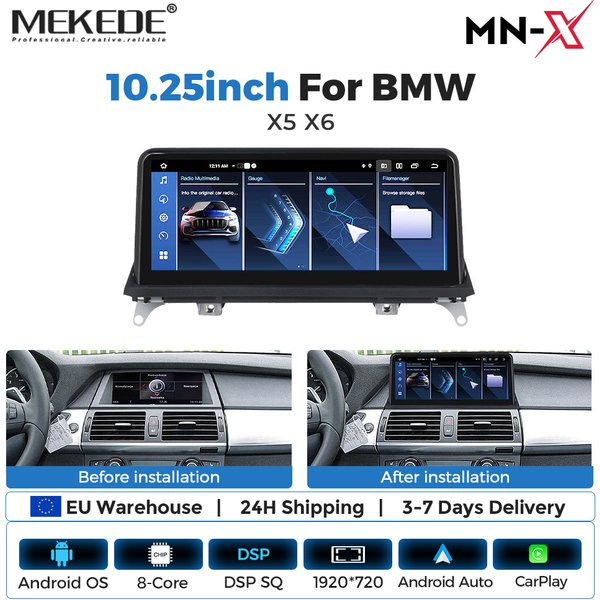 Livraison UE, ROM 128 Go, Android 14, lecteur multimédia vidéo automatique pour BMW X5 E70 X6 E71 2007-2012, système CCC CIC, CarPlay sans fil, Android Auto, navigation GPS, 4G, WIFI, BT, DSP,
