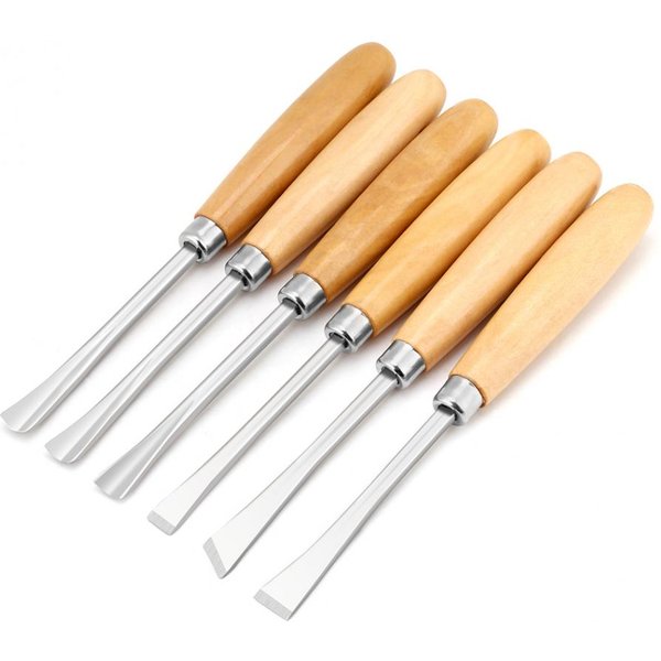 6 Holzbearbeitungsmeißel, verdickter Spatel, flaches Werkzeug, rundes Handschnitzmesser, Holzstempelwurzel-Set, Daumen-gerader Griff