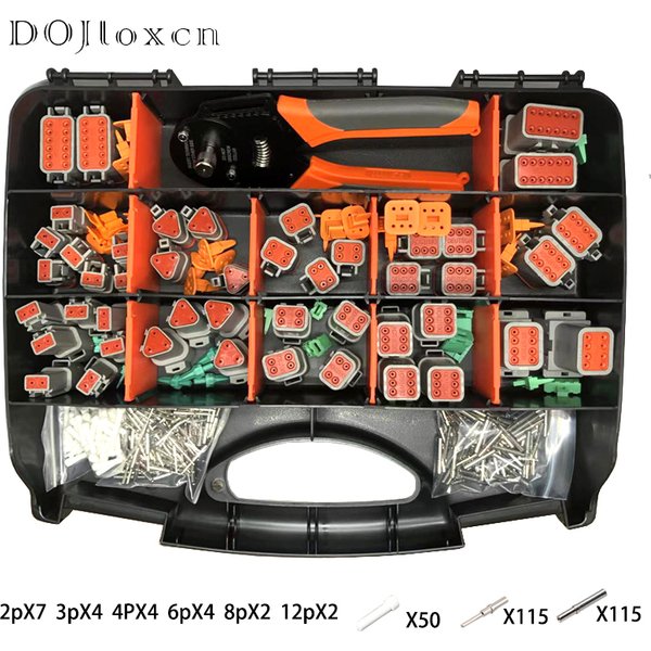 Kit de connecteurs étanches série Deutsch DT, boîte à outils de réparation DT06-2/3/4/6/8/12S DT04-2/3/4/6/8/12P avec Terminal, 321 pièces