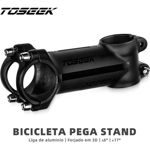 TOSEEK Tige de guidon de vélo ultralégère en aluminium 6 ° 7 ° 17 ° 25 ° Tige de vélo de montagne de 31.8mm de puissance de vtt de 35mm-120mm de degré