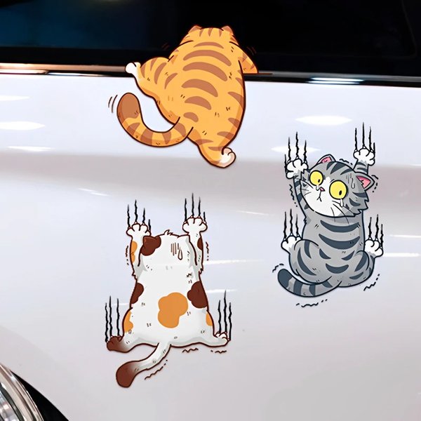 3pcs Funny Pet Cat Car Sticker Climbing Cats Animal Styling Stickers Decoration Car Body Creative Decals Decor Accessories