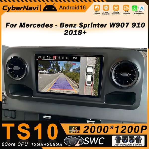 Autoradio pour Mercedes-Benz Sprinter W907 910 2018+ Android Auto Navigation Lecteur multimédia vidéo Carplay Autoradio Samochodowe