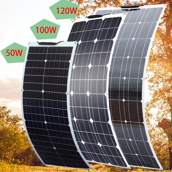 Flexible solar panel 18V flexible Solarmodule 50W 120W 100W Solarpanel Solar balkon Photovoltaik-Modul für Heimauto Boot Wohnmobil 12V Batterie ladegerät wasserdicht