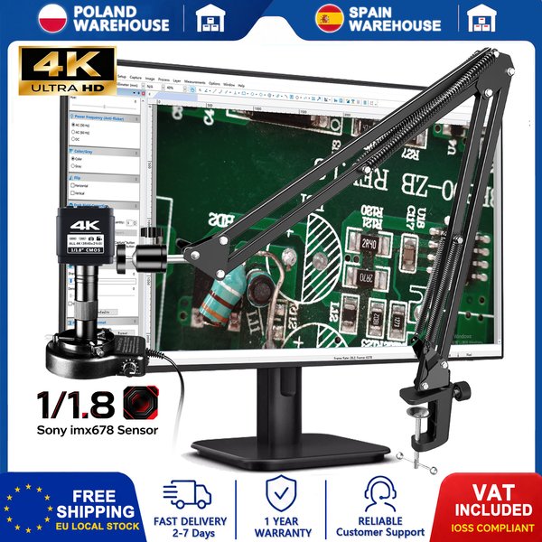 YIZHAN 4K-Digitalmikroskop für Mikrolöten und Leiterplattenreparaturen, 1/1,8-Zoll-IMX678-Sensor-CMOS-Mikroskopkamera, optional mit 150-fachem oder 180-fachem Zoomobjektiv, optional mit Standard- oder