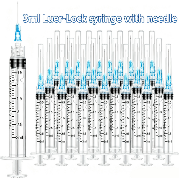 Seringue de distribution Luer Lock de 3 ml avec aiguille, 36/70/100 pièces, outil de distribution de liquide calibré et étanche pour animaux de compagnie, ferme, laboratoire, bricolage, plantes