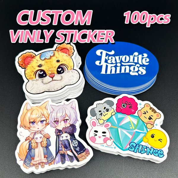 Étiquettes autocollantes personnalisées avec Logo NameText, 100 pièces, film brillant étanche, vinyle découpé, personnalisé pour logo professionnel