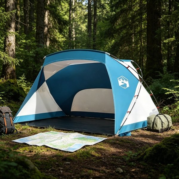 274x178x170/148cm - Azurblaues Strandzelt - 185T Polyester Pop-Up Sonnenschutz - UV-Schutz & Atmungsaktiv - Ideal für Garten, Rasen, Picknick, Strand, Party - Tragbares Outdoor-Vordach