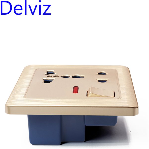 Delviz uk universal 13a steckdose, gold panel wohnzimmer schalter steckdose, ac 110-250v, internat ionale steckdose mit schalter