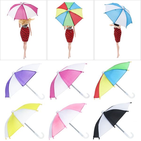 Colorful Doll Umbrella Color Matching Patch Mini Rain Gear Dollhouse Accessories Toy Kids Gift Fit 18 Inch/43CM
