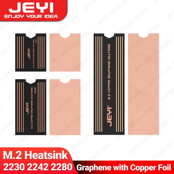 Dissipateur thermique JEYI Graphene 2280 2242 2230 M.2 SSD, dissipateur thermique en graphène double couche et radiateur en cuivre pour ordinateur portable