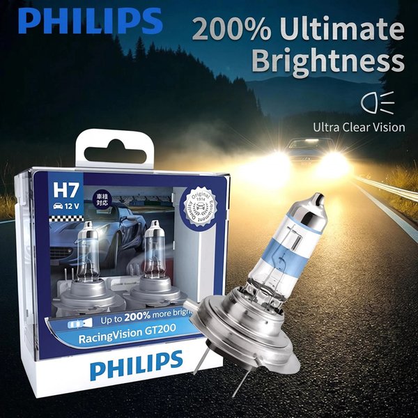 Philips H7 H4 12V 55W Halogen-Scheinwerfer, bis zu 150 % 200 % Helligkeit, echte Original-Auto-Lampen