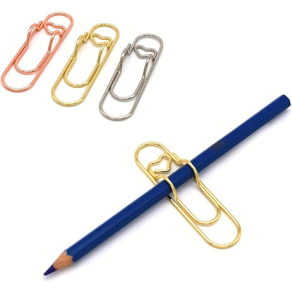 Pinces à papier métalliques multifonctions, avec porte-stylo, Clips de reliure, fournitures de papeterie scolaires et de bureau, 3 pièces/ensemble
