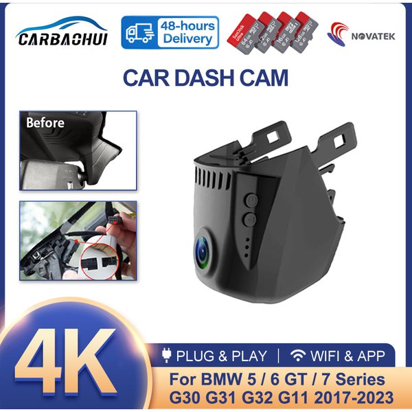 Caméra de tableau de bord pour BMW 2017 – 2023 G30 G31 G38 G11 G12 G32 M5 F90 série 5 530i 540i 520i 520d 530d 540d FHD Wifi voiture DVR 4K
