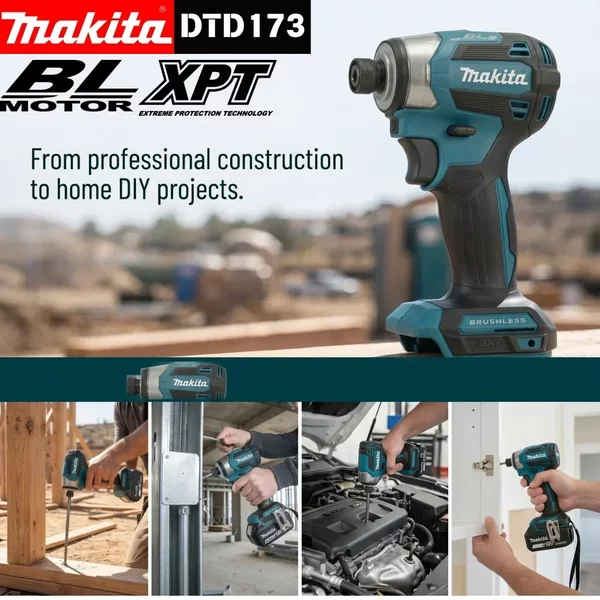 Tournevis à percussion sans balais Makita 18V DTD173, mode T, anneau lumineux LED, pour réparation automobile, démontage de pneus, entretien automobile, sans batterie