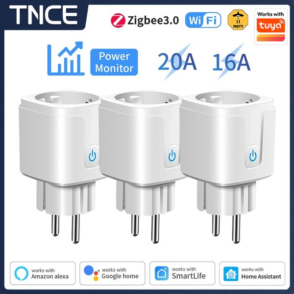 TNCE TUYA prise ue wifi ou zigbee3.0 prise intelligente 16/20A moniteur de puissance fonction de synchronisation commande vocale fonctionne avec Alexa Google Home
