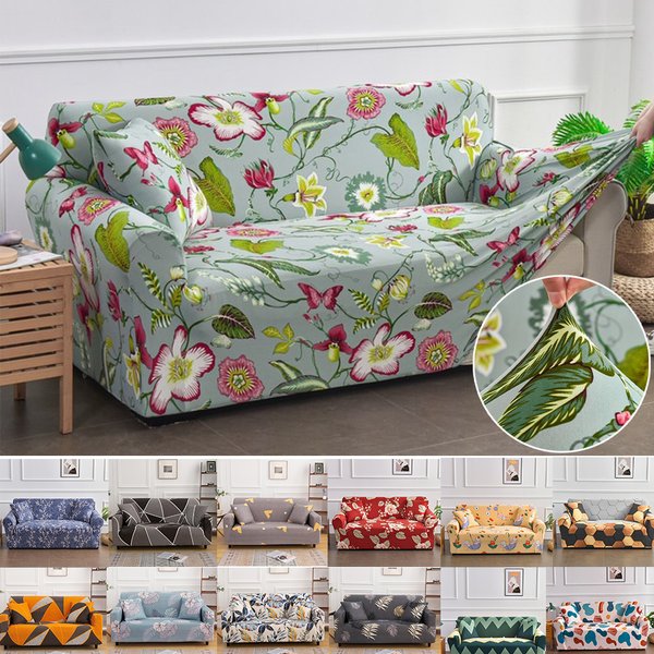 Housses de canapé à imprimé floral pour salon, housse de fauteuil sectionnel, housses de canapé d'angle, haute commande, 1 siège, 2 sièges, 3/4 sièges
