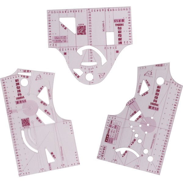 Mini règle de modèles de vêtements en plastique, 3 pièces, règle de tailleur, mesure pour la couture, conception de motifs, outils de couture, bricolage