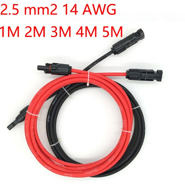 1 Paar Solarpanel-Verlängerung kabel Kupferdraht 2, 5 mm2 14awg schwarz und rot mit Solar-PV-Kabel anschlüssen 1m 2m 3m 4m 5 m