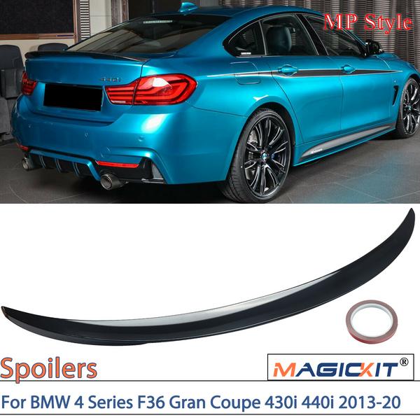 MAGICKIT für BMW F36 Heckspoiler / Flügel im M Performance-Stil für BMW 4er F36 Gran Coupé 2014-2020 Modell Glänzend Schwarz