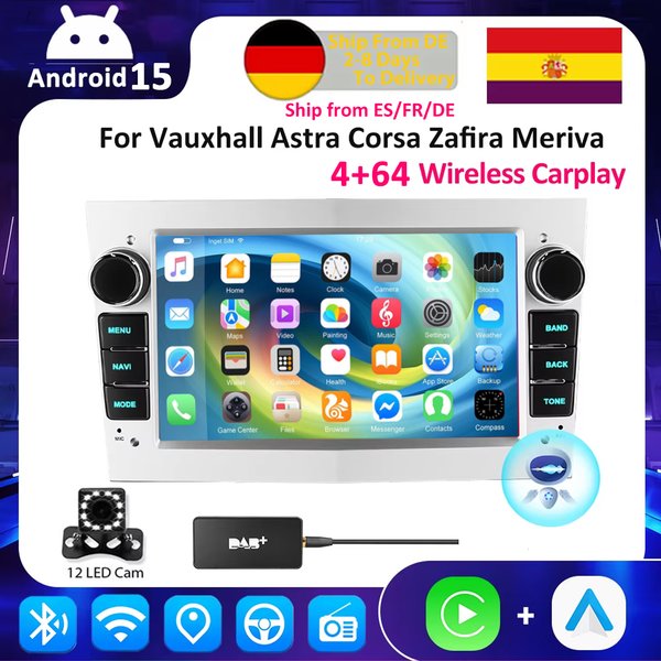 ESSGOO Radio Samochodowe z Androidem 15, 4+64G, Bezprzewodowy CarPlay, Do Opel Astra Vectra Vauxhall Vivaro Meriva Antara Zafira Corsa C D