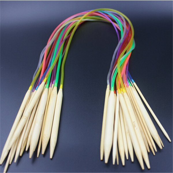 18 Teile/satz Circular Strick Nadeln Bambus Häkeln Nähen Stricken Doppel Schwelle Haken Weichen Schlauch Nadel Handwerk Werkzeuge Set 40-120cm