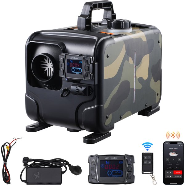 SucceBuy 8 kW Autoheizung, 12 V/24 V, All-in-One-Diesel-Lufterhitzer, Bluetooth/Display/CO-Alarm, horizontale Dieselheizung für Fahrzeug, Wohnmobil