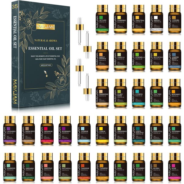MAYJAM 35 butelek zestaw olejków eterycznych do nawilżacza lawenda eukaliptus waniliowy oregano Neroli olejek zapachowy DIY Making świeca