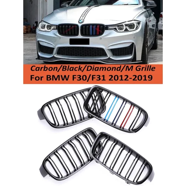 Front Refiting Racing Grille Carbon Fiber M Farbe Grill Niere Für BMW 3er F30 F31 F35 2012-2019 320i 328i 330i Zubehör