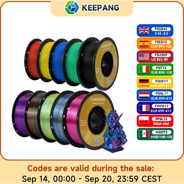 KEEPANG PLA/Seiden-PLA-Filament, 5/10 kg, 3D-Drucker-Filament, 1 kg/1 Rolle, 1,75 mm Pla-Kunststofffilament, keine Blase, 3D-Druckmaterialien