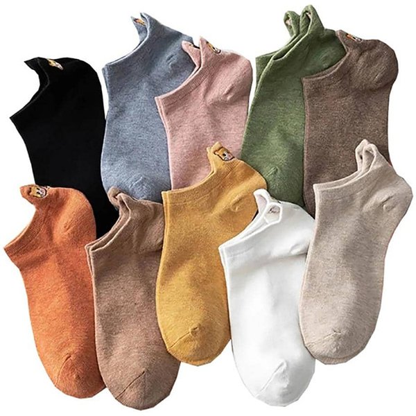 10 Pairs Cute Cat Socks Woman Pack Animal Embroidery Ankle Cartoon Funny Kawaii Soft Girl Designer Sokken Set Mujer