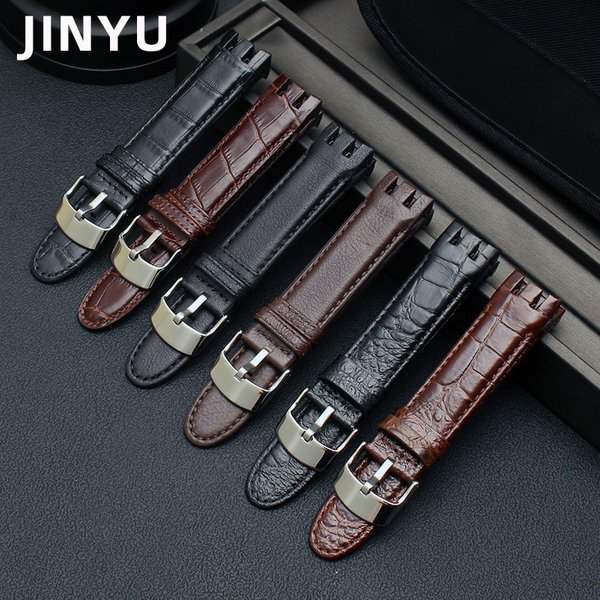 High Quality Cowhide Watch Strap For Swatch YRS403 412 402G watch band 21mm watchband men curved end watches bracelet
