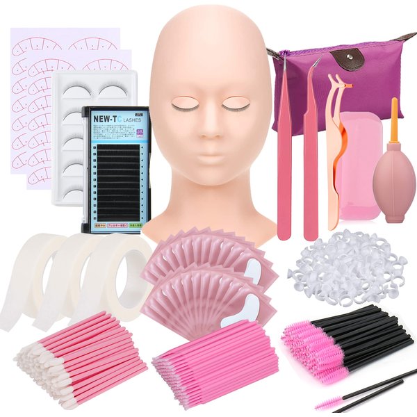 Falsche Wimpernverlängerungsset für Anfänger, Wimpernbürste, Pinzette, Kleberring, Augenpolster, Wimpernverlängerungszubehör, Wimpernzubehör