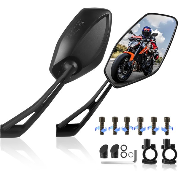 Motorradspiegel, E-geprüfter Motorradspiegel, universell für M8 und M10, Motorrad-Rückspiegel mit Halterung, Rückspiegel