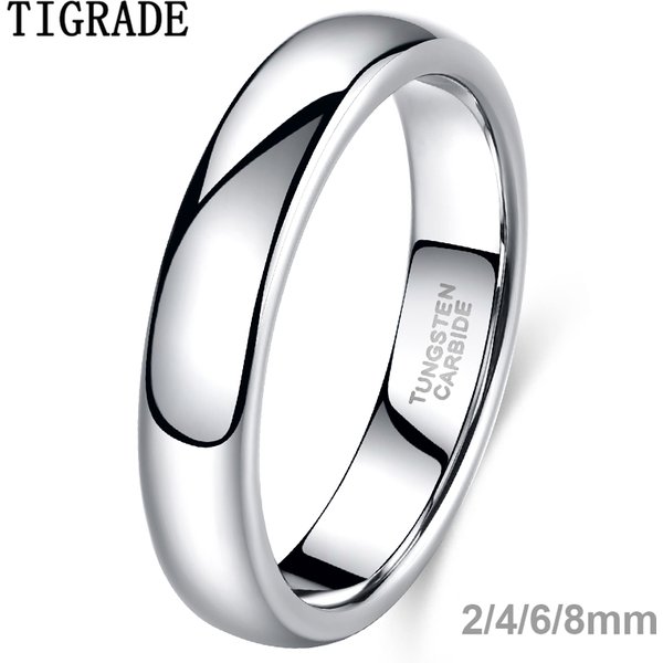 Tigrade bijoux classiques 2/4/6/8mm mignon hommes femmes anneaux simples polonais 100 % pur bague en carbure de tungstène bague de fiançailles de mariage