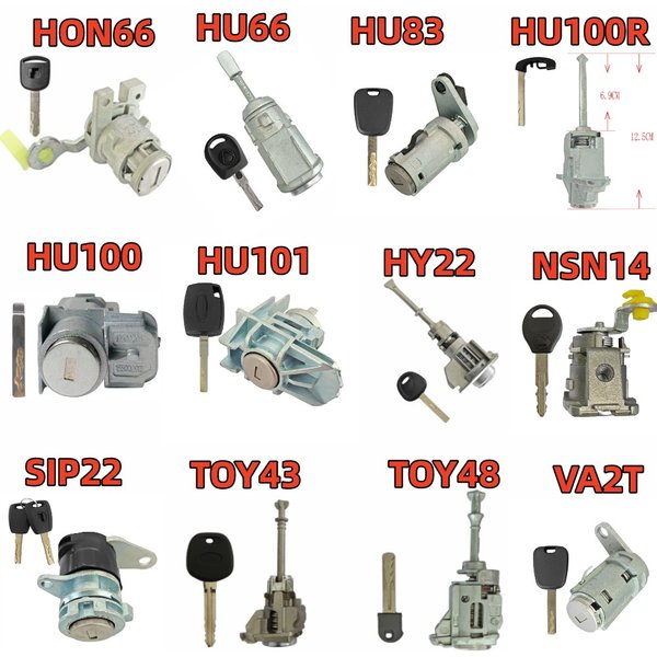 Serrure de porte gauche de voiture SIP22 HU66 HON66 TOY43 HY22 NSN14 MAZ24 HU83 VA2T HU64 HU92 HU101 HU100R TOY48 Cylindre de serrure de clé automobile