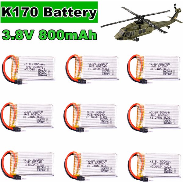 3.8V 800mAh Wltoys XK K170 K160 Bateria K270 Helikopter RC Części Zamienne Oryginalna Bateria Lipo 3.8V 800mAh K170-0007 Akcesoria
