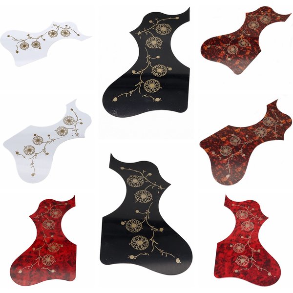EJ200 Pickguard de protection anti-rayures pour guitare acoustique folk, pour gaucher et droitier, avec motif floral doré