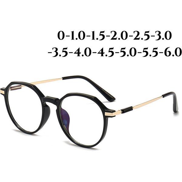 Lunettes de myopie rondes unisexes, lunettes avec dioptrie, lunettes de myopie de luxe, hommes et femmes, 0 à-6.0