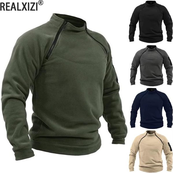 Sweat à capuche pour homme, couleur unie, chaud, col montant, extérieur, respirant, tactique, Sport, automne hiver