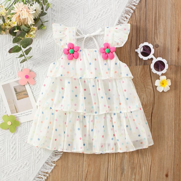 Robes blanches respirantes pour petites filles, vêtements d'été décontractés à fleurs, costume pour enfants de 0 à 3 ans