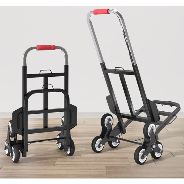 Chariot de transport pliable télescopique robuste avec roues triangulaires pour monter les escaliers, idéal pour les courses et le déménagement